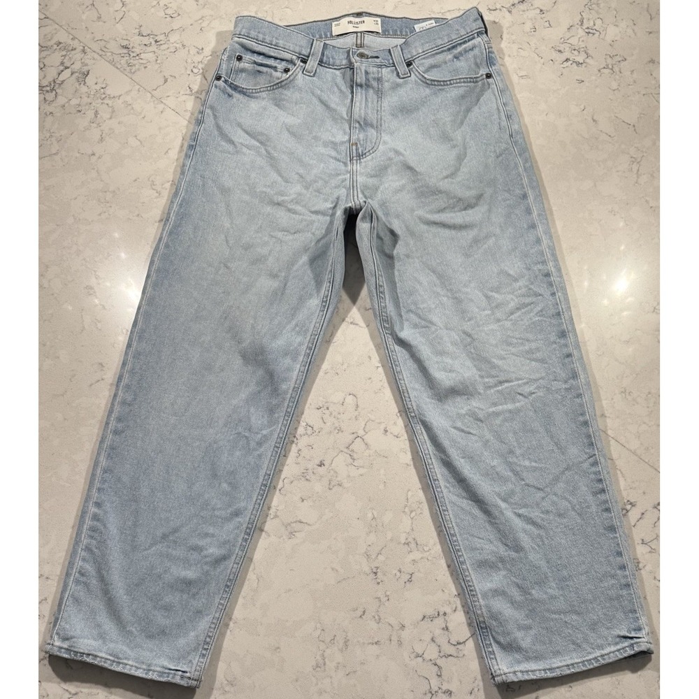 Hollister Baggy Jeans Mens 30x30 Blue Light Wash Relaxed Fit Denim Skater Y2K
